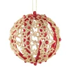 Bauble With Filigree Stars, Red, 8Cm