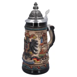 Beer Stein With Tin Lid "Germany", Colored-Brown, 0.5L