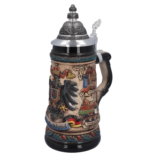 Beer Stein With Tin Lid "Germany", Colored-Brown, 0.5L