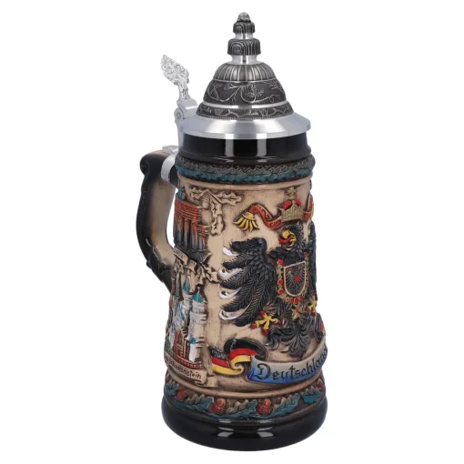 Beer Stein With Tin Lid "Germany", Colored-Brown, 0.5L