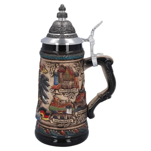 Beer Stein With Tin Lid "Germany", Colored-Brown, 0.5L