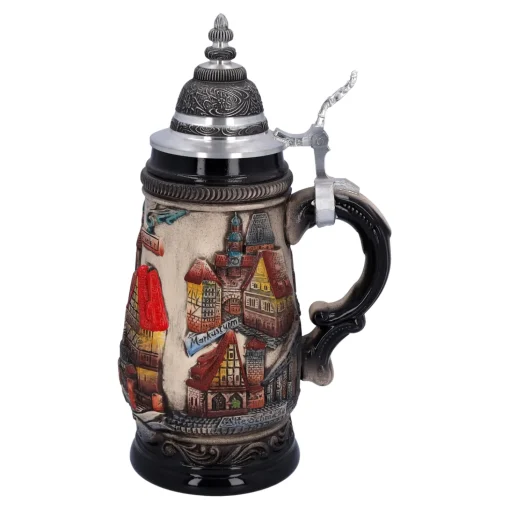 Beer Stein With Tin Lid "Rothenburg", Natural, 0.25 L