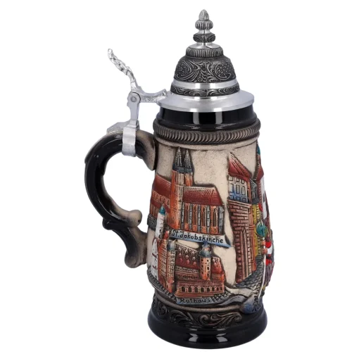 Beer Stein With Tin Lid "Rothenburg", Natural, 0.25 L