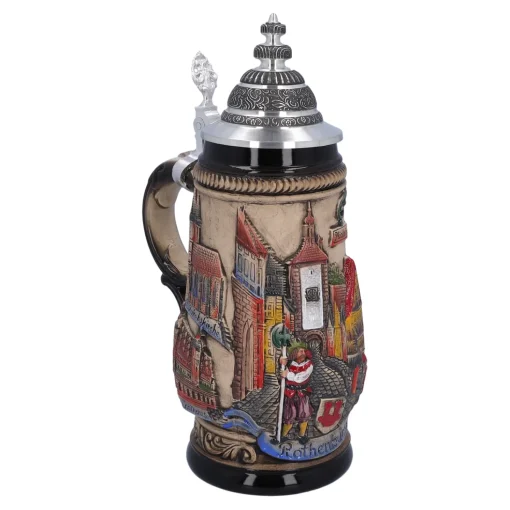 Beer Stein With Tin Lid "Rothenburg", Natural, 0.5L