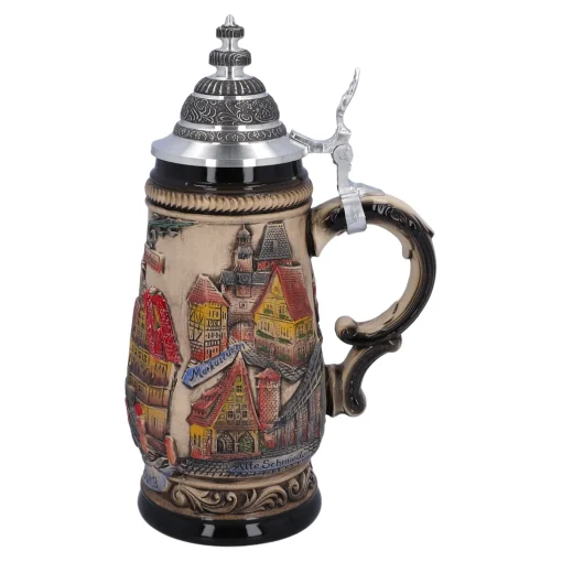 Beer Stein With Tin Lid "Rothenburg", Natural, 0.5L