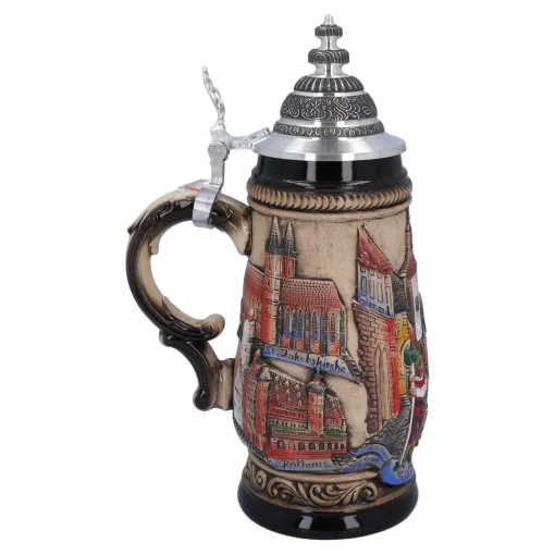 Beer Stein With Tin Lid "Rothenburg", Natural, 0.5L