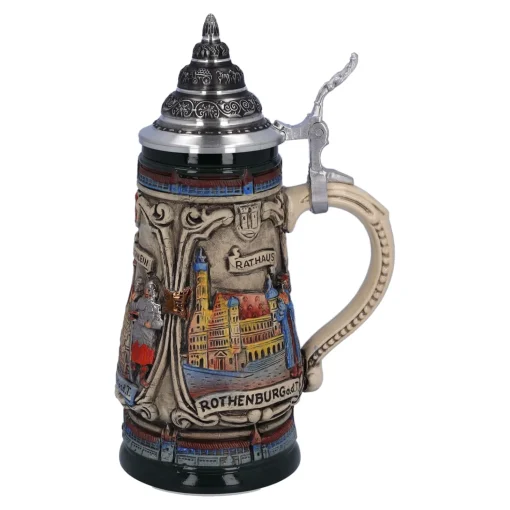 Beer Stein With Tin Lid "Rothenburg With Knight", 0.25L