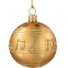 Glass Bauble Gold-Coloured With Musical Notes, 8 Cm