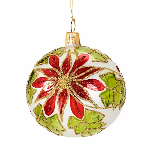 Glass Bauble Poinsettia, 7 Cm
