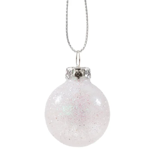Glass Bauble White With Silver Glimmer, 3 Cm
