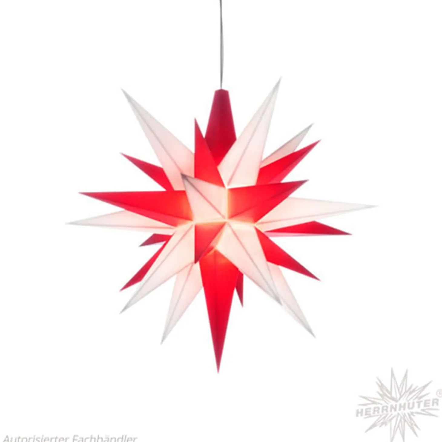 Herrnhuter Paper Star, White/Red, 15.75Inch