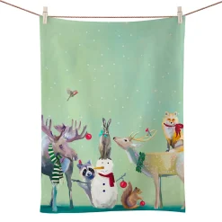 Holiday - Snowman & Wondrous Animals Tea Towel