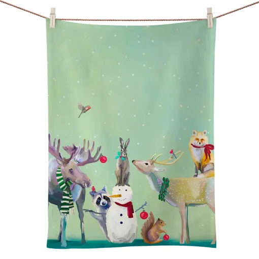 Holiday - Snowman & Wondrous Animals Tea Towel