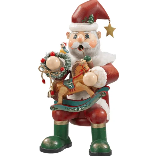 Holzknoddl "Santa With Rocking Horse", Incense Smoker