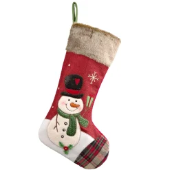 Snowman Stocking, Red
