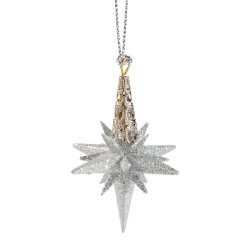 Star With Glitter, Silver, 6 Cm