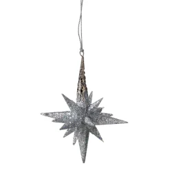 Star With Glitter, Silver, 12 Cm