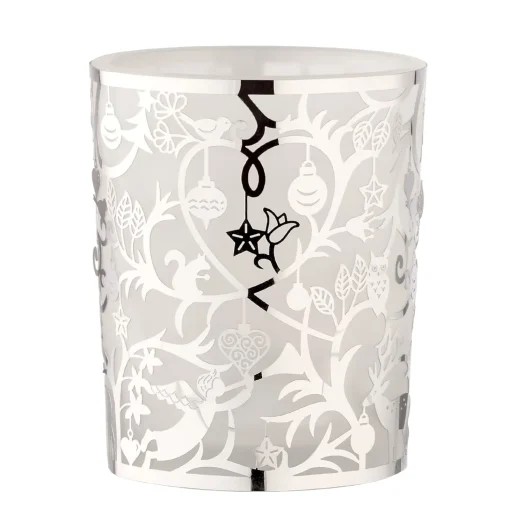 Tealight Glass "Christmas In The Forest", Silver