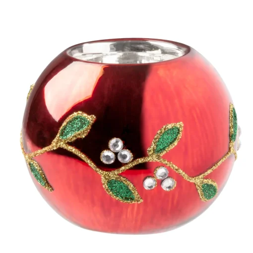 Tealight Holder "Glittering Mistletoe"