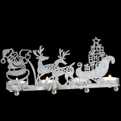 Tealight Holder "Reindeer Sleigh", Silver