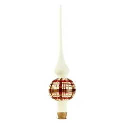 Tree-Topper With Check Pattern White Matt