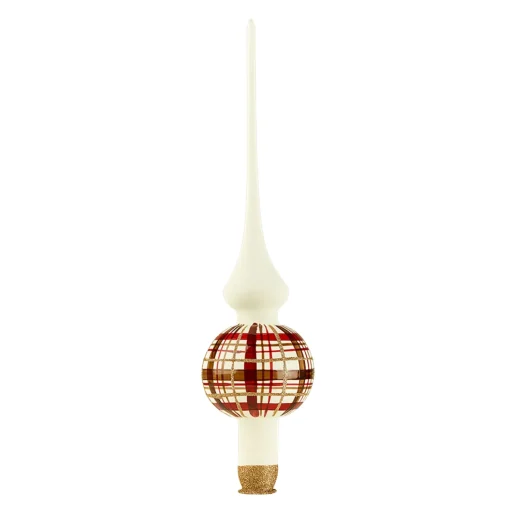 Tree-Topper With Check Pattern White Matt